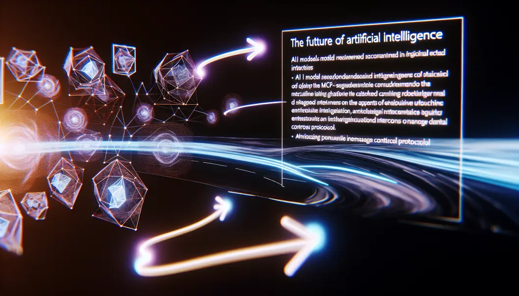 Futuristic graphic displaying AI models seamlessly interacting through MCP.